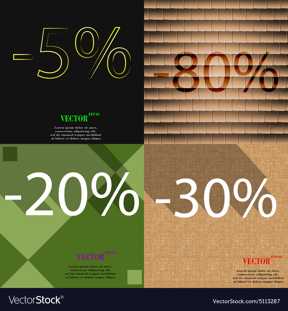 80 30 20 icon set of percent discount on abstract