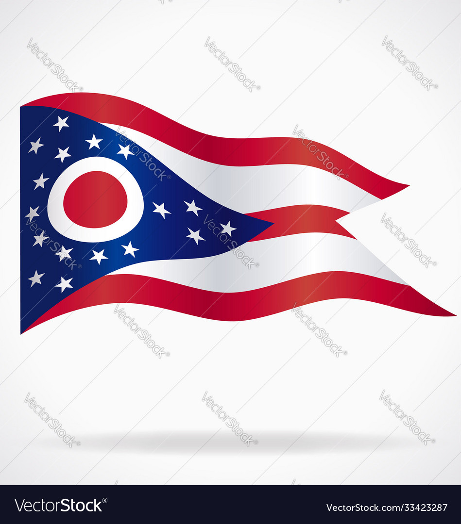 Accurate correct ohio oh state flag flying waving Vector Image