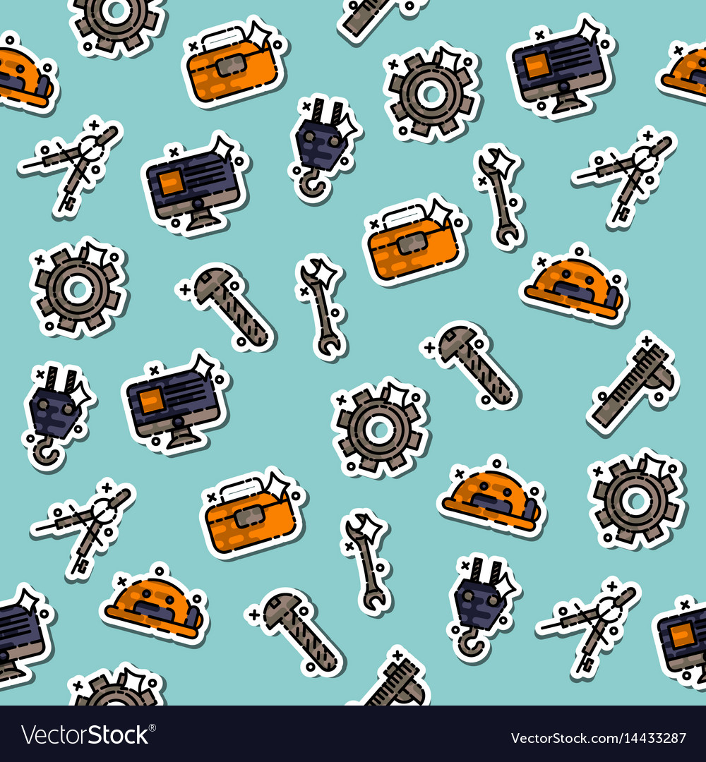 Engineering flat concept icons pattern Royalty Free Vector