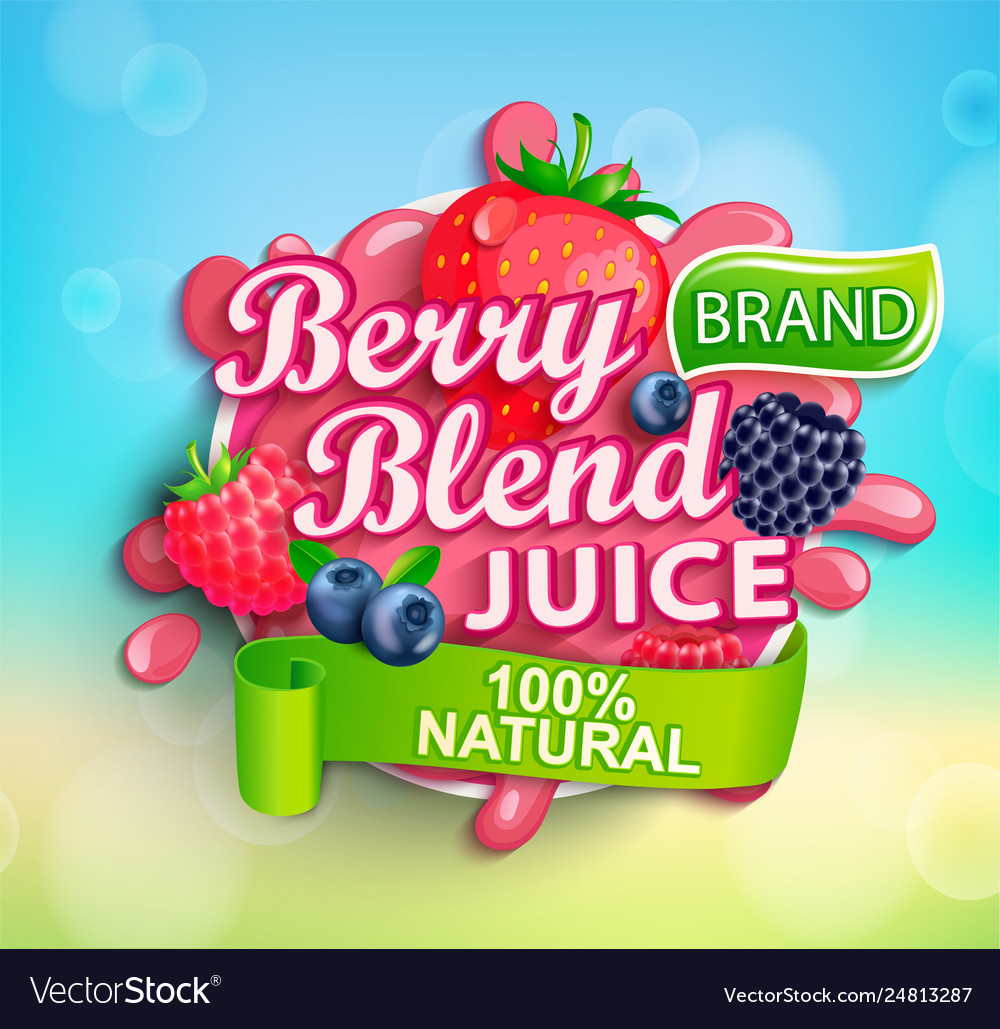 Fresh Berry Blend Juice Splash Logo With Apteitic Vector Image