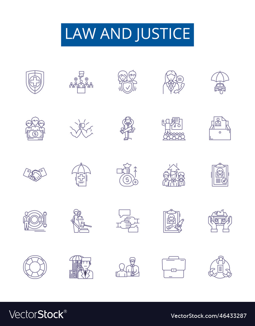 Law and justice line icons signs set design Vector Image