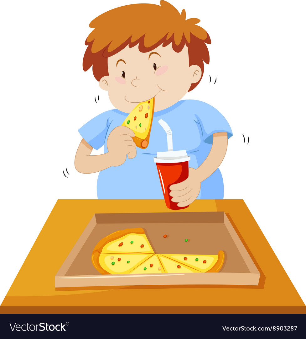 Man eating pizza and drinking soda Royalty Free Vector Image Man eating pizza and drinking soda Royalty Free Vector Image