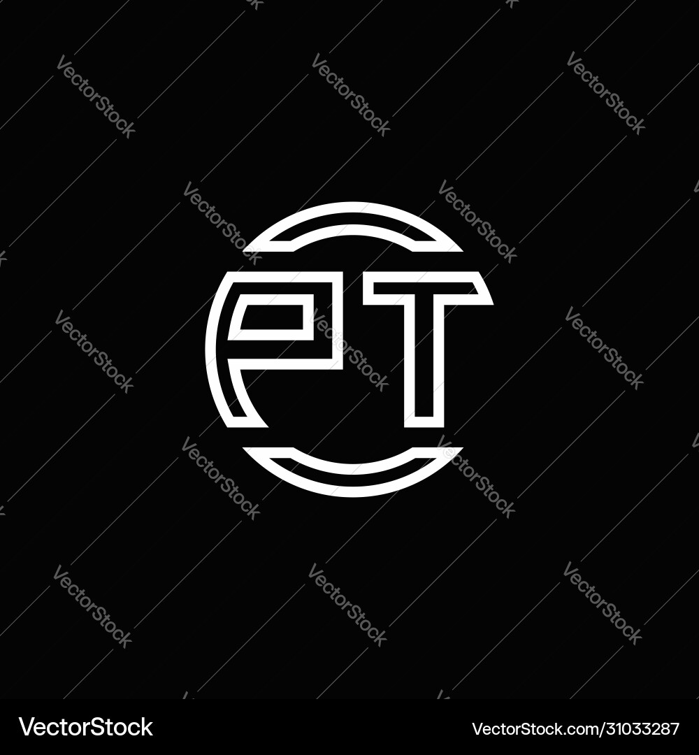 Pt logo monogram with negative space circle Vector Image