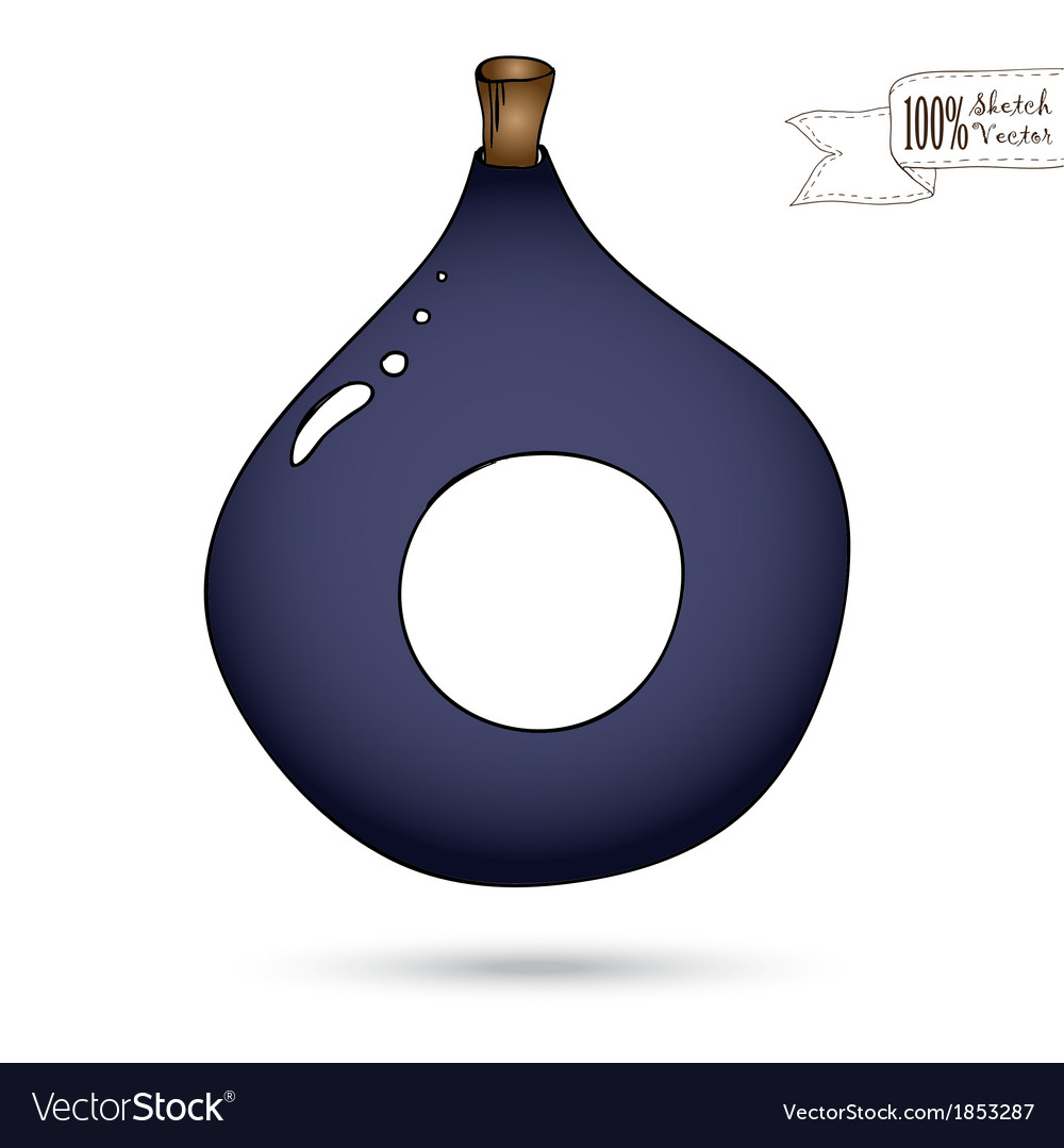 Sketch of wine bottle isolated on the white