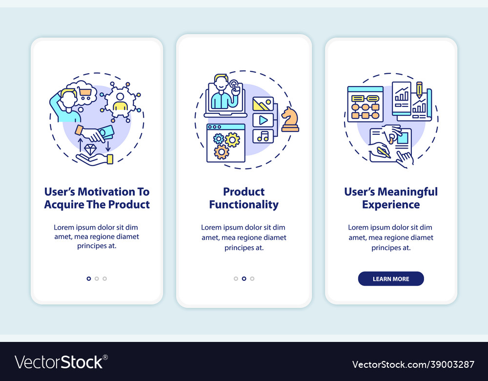 Ux rules onboarding mobile app page screen Vector Image