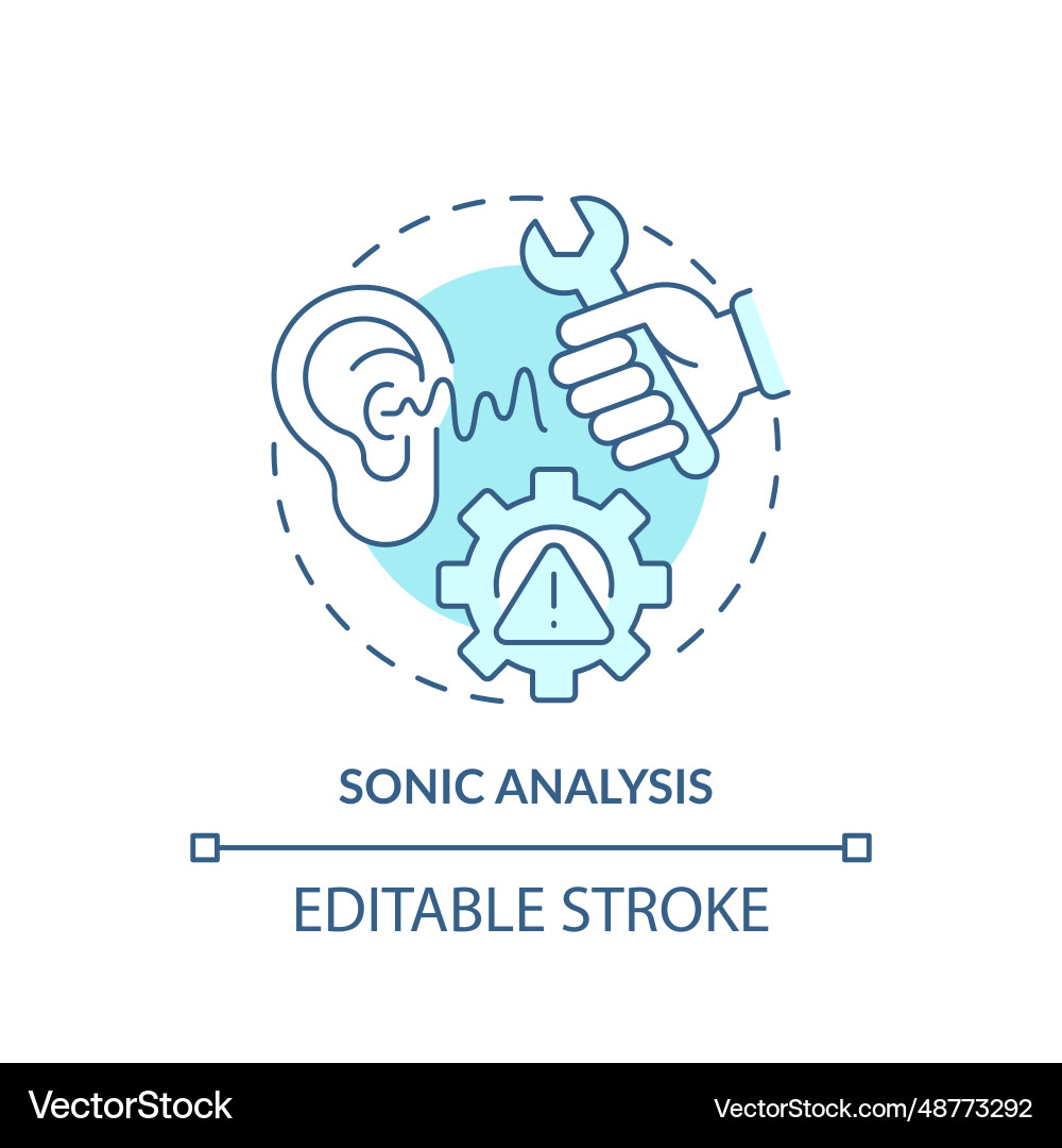 2d blue thin linear icon sonic analysis concept Vector Image