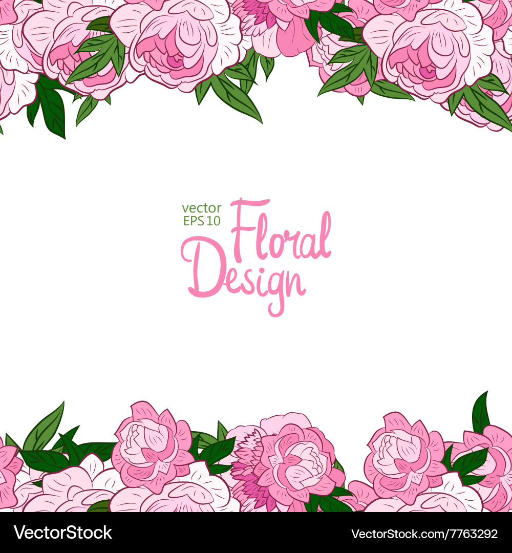Border with peonies Royalty Free Vector Image - VectorStock