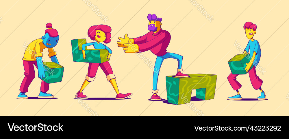 Contemporary characters team work together Vector Image