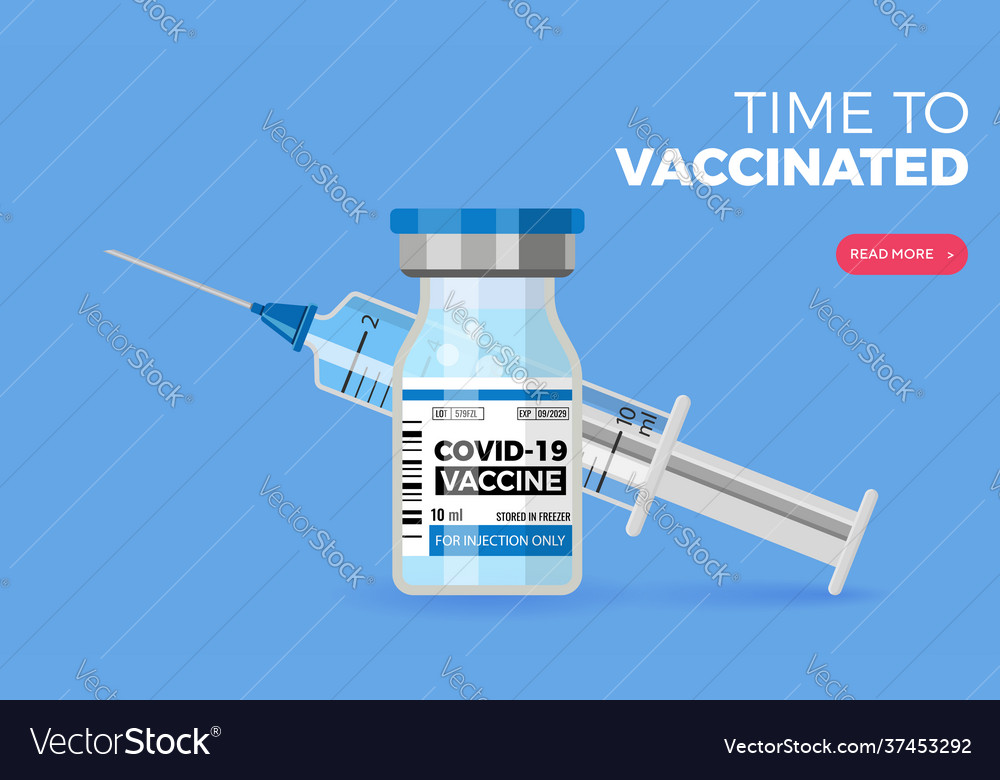 Covid19-19 coronavirus vaccine and syringe vector image Covid19-19 coronavirus vaccine and syringe