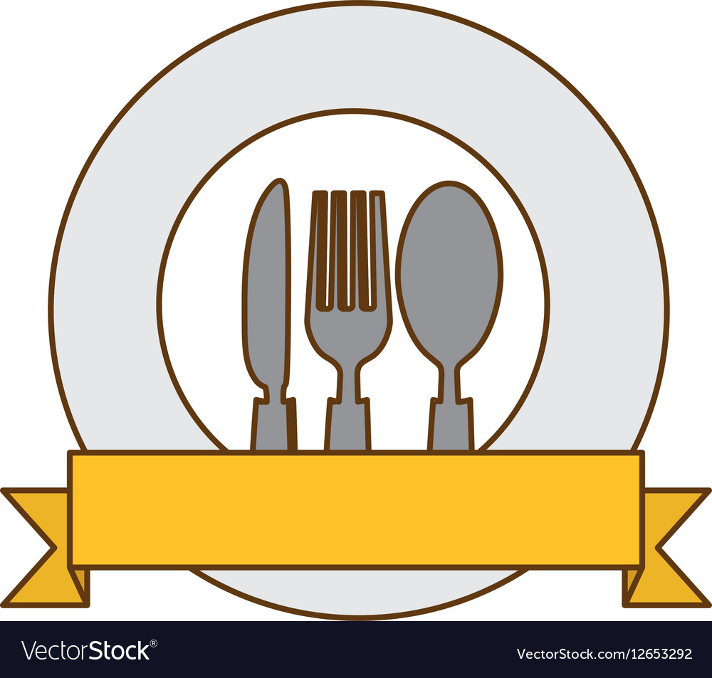 Emblem with cutlery Royalty Free Vector Image - VectorStock