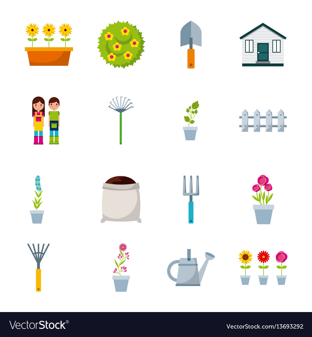 Gardening icon set