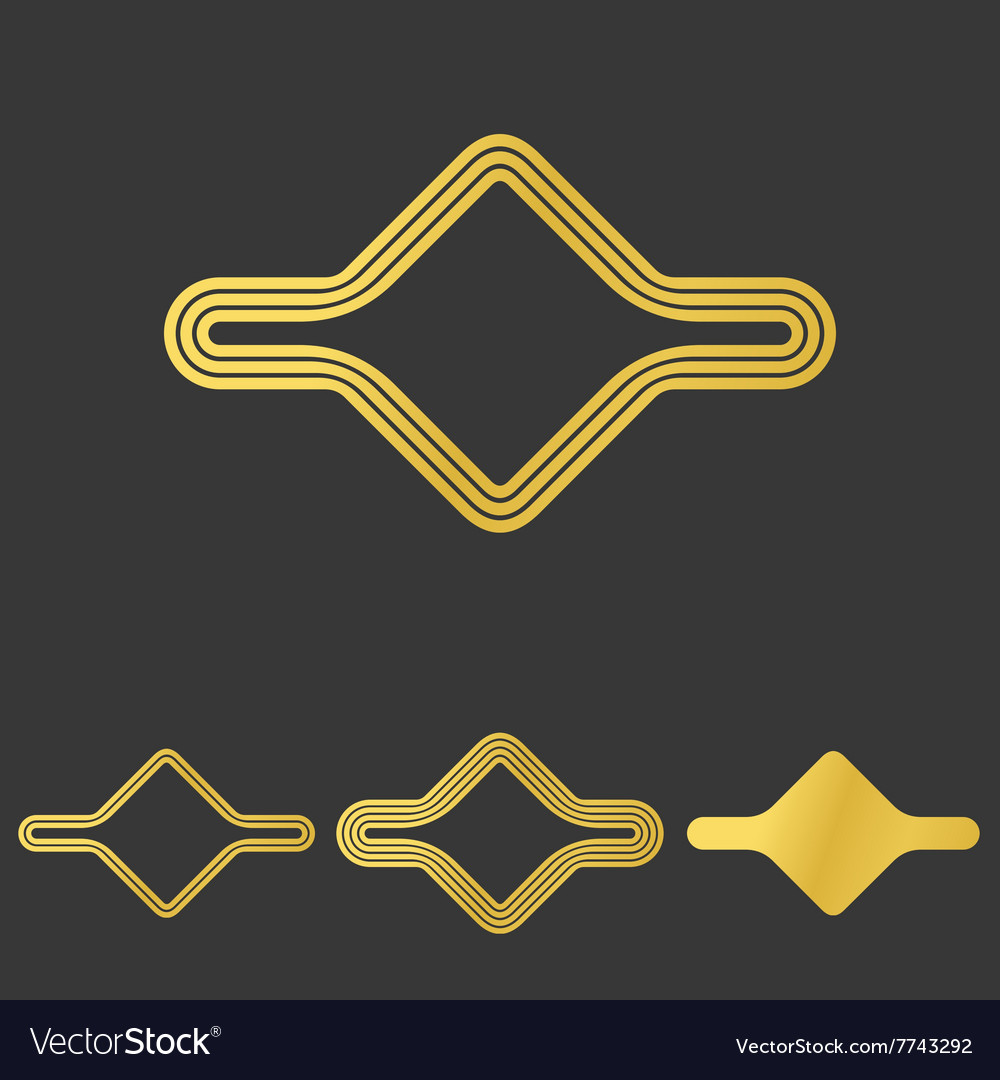 Golden line abstract logo design set Royalty Free Vector