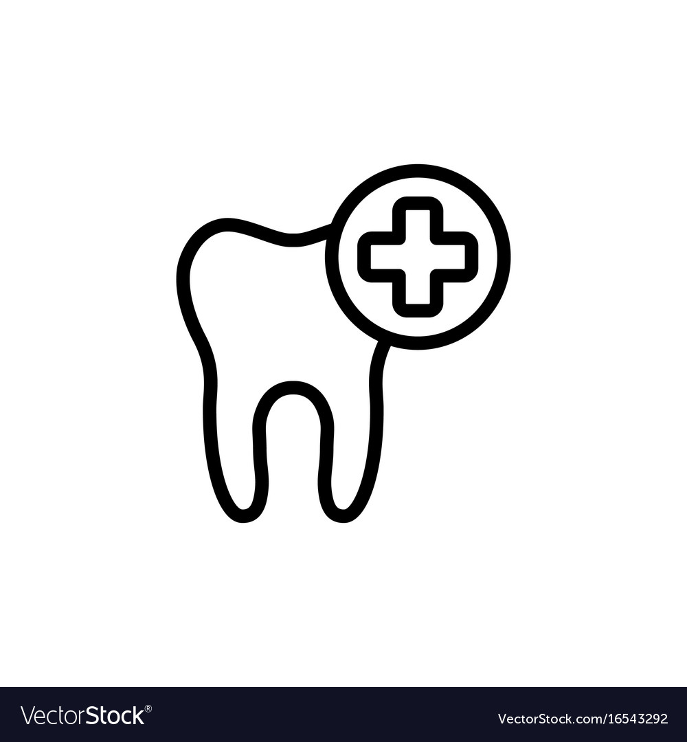 Line add tooth icon on white background