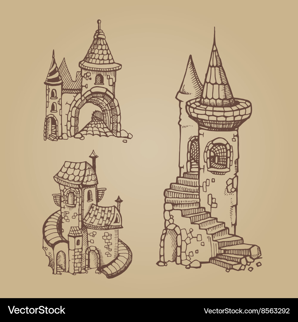 Medieval castles Royalty Free Vector Image - VectorStock