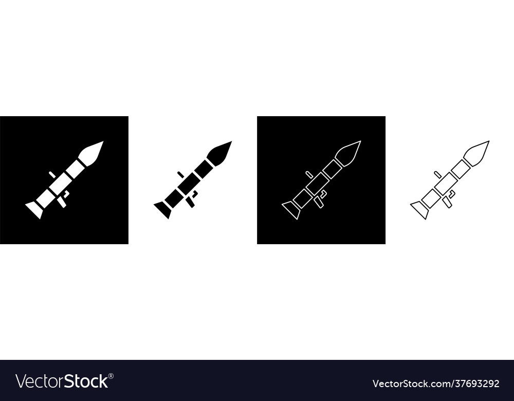 Set rocket launcher with missile icon isolated