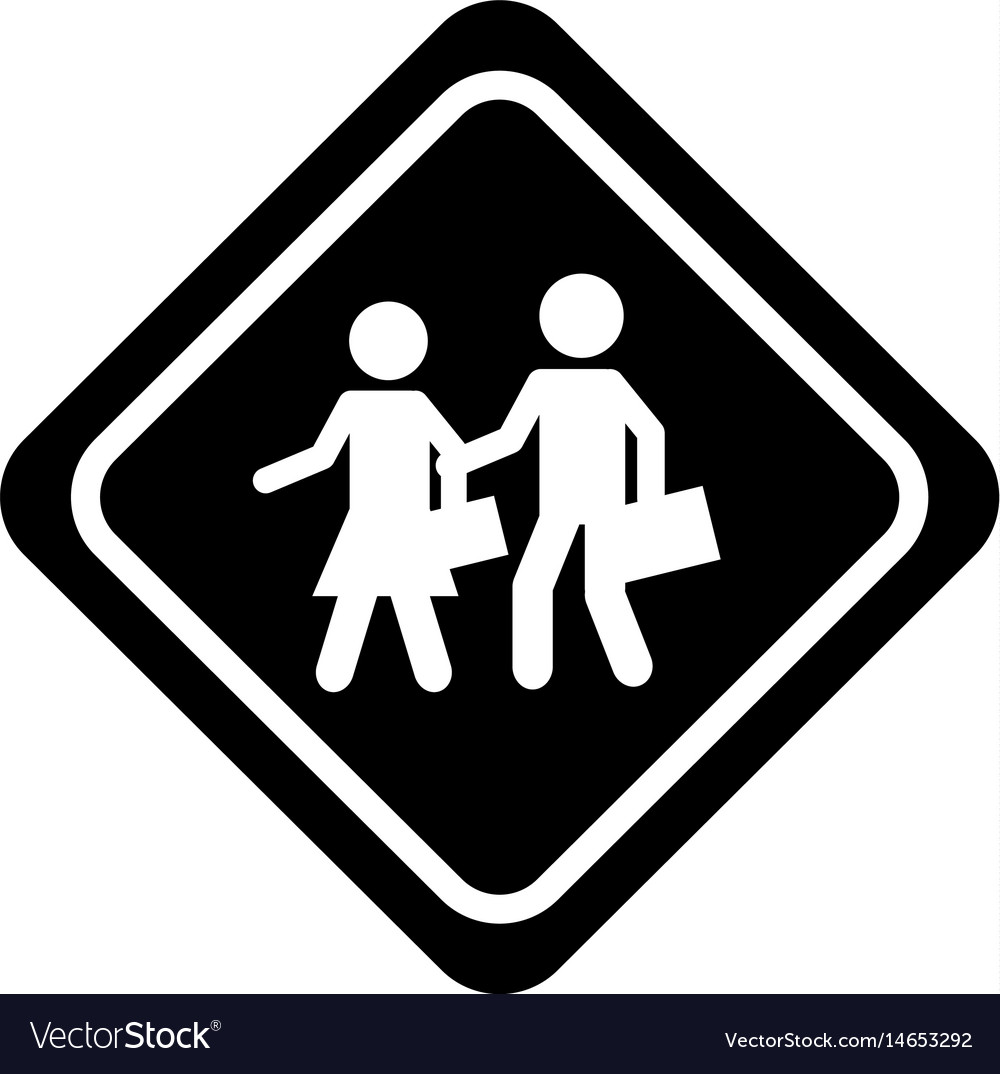 School crossing traffic sign icon Royalty Free Vector Image