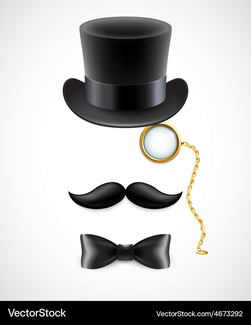 Top Hat Monocle Mustache Vector Images 67