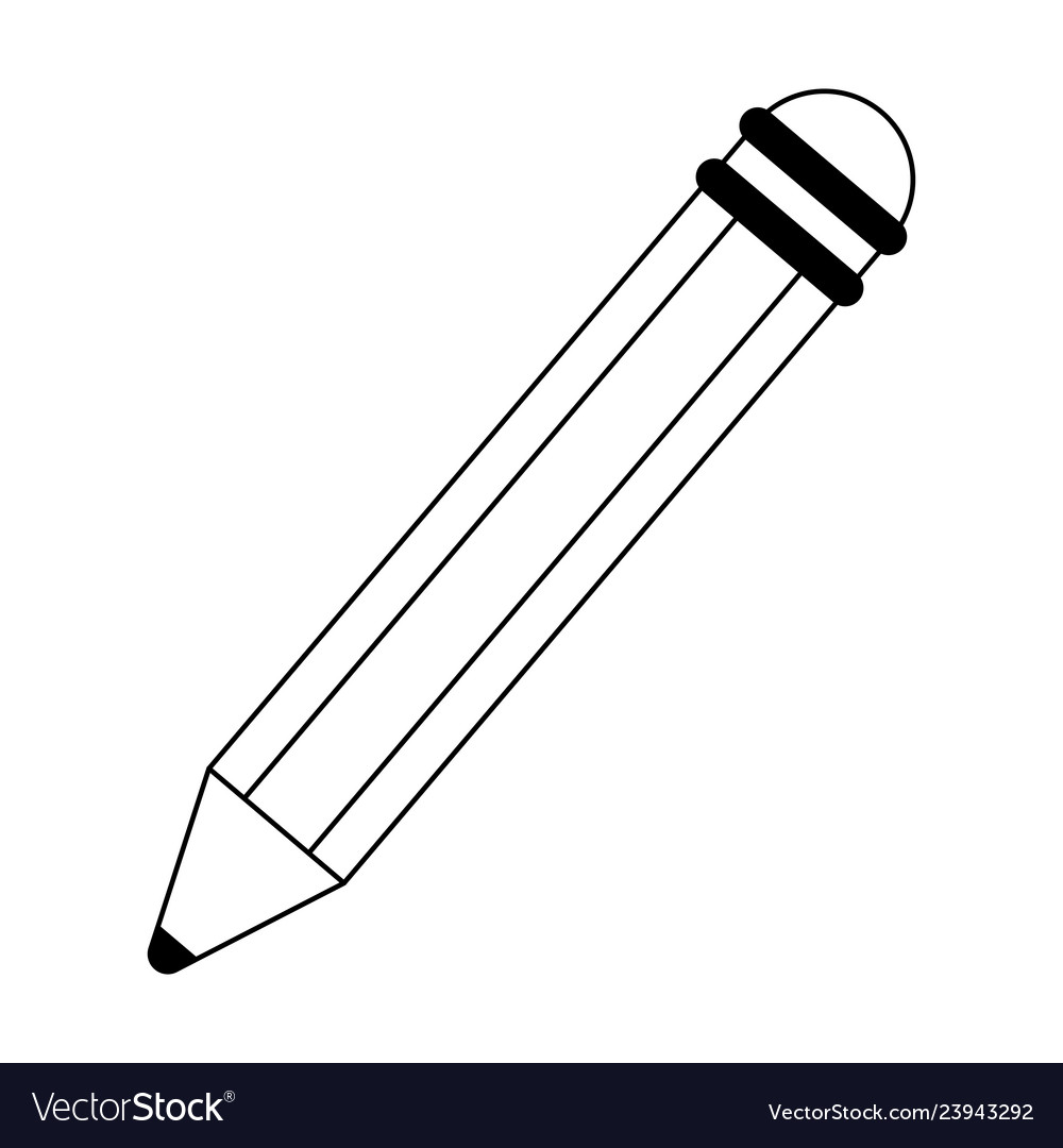 Wooden pencil symbol isolated black and white Vector Image