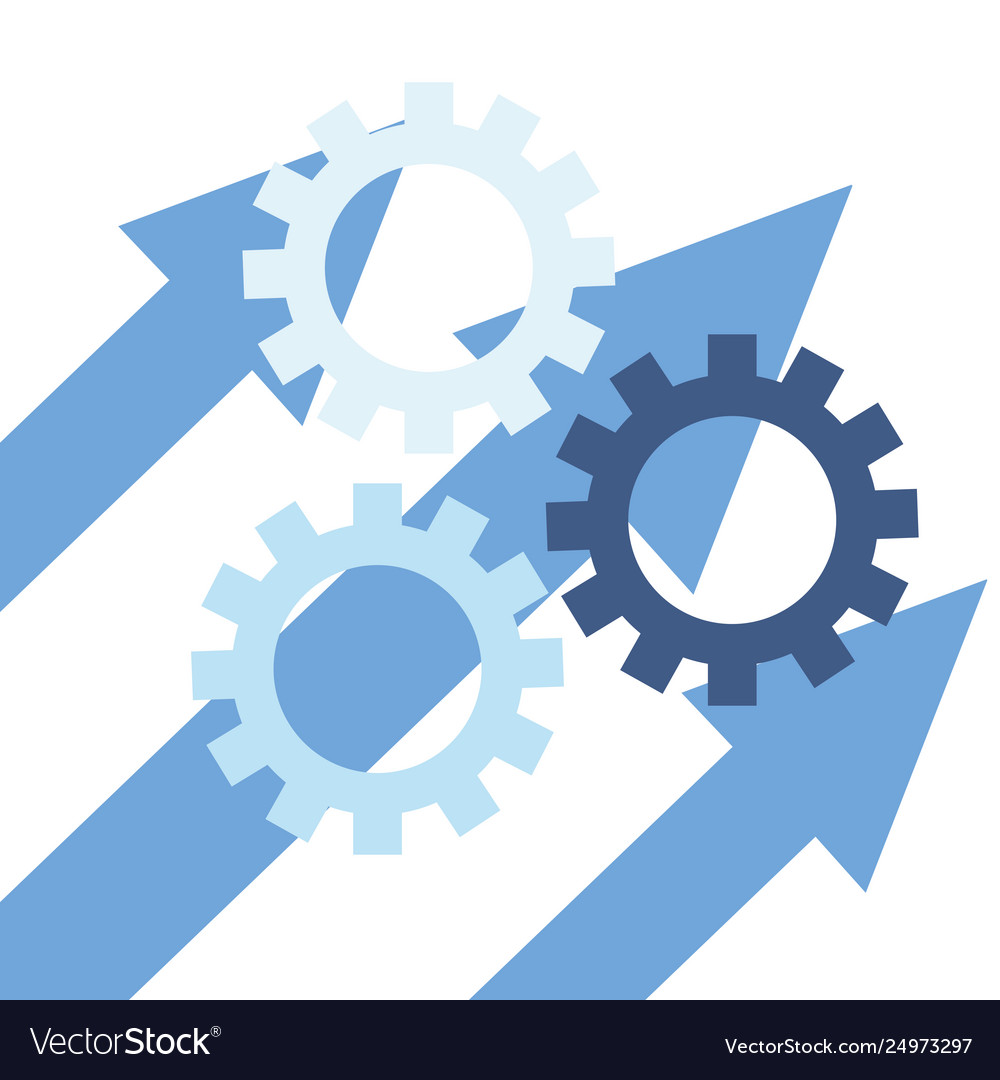 Business gears arrows work team Royalty Free Vector Image