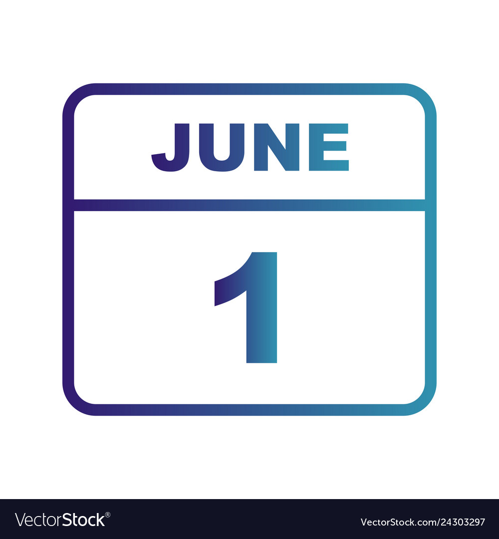 June 1st date on a single day calendar Royalty Free Vector