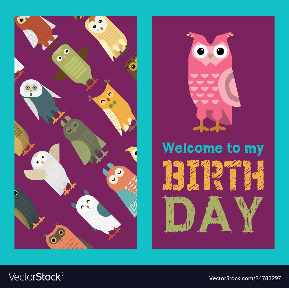 Owl Banner And Pattern Royalty Free Vector Image