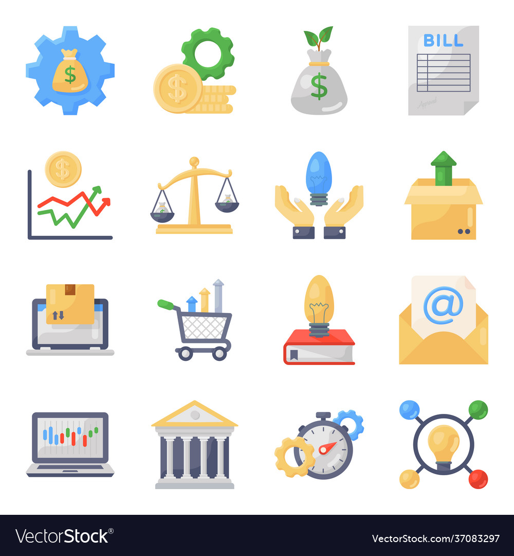 Pack finance and commerce flat icons