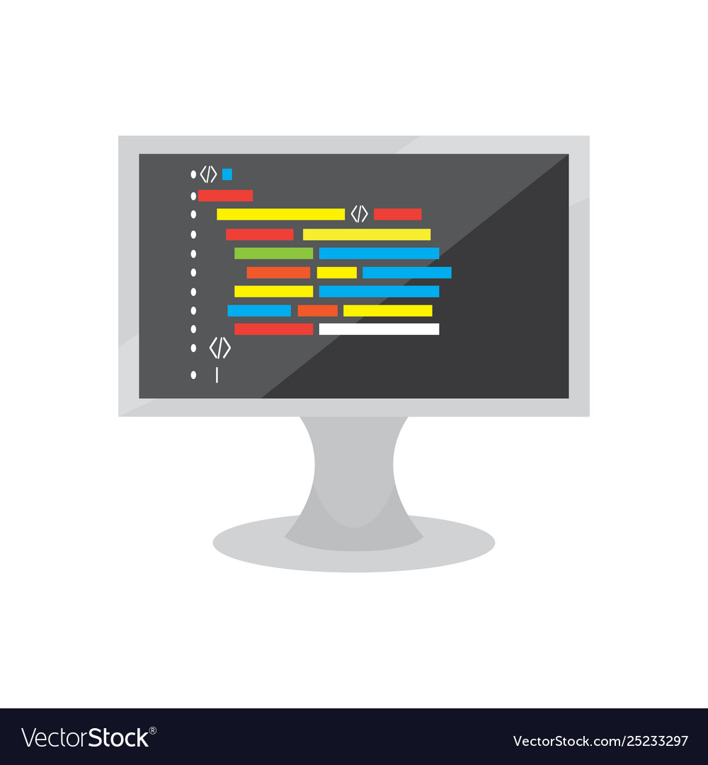 Programming code on a monitor screen