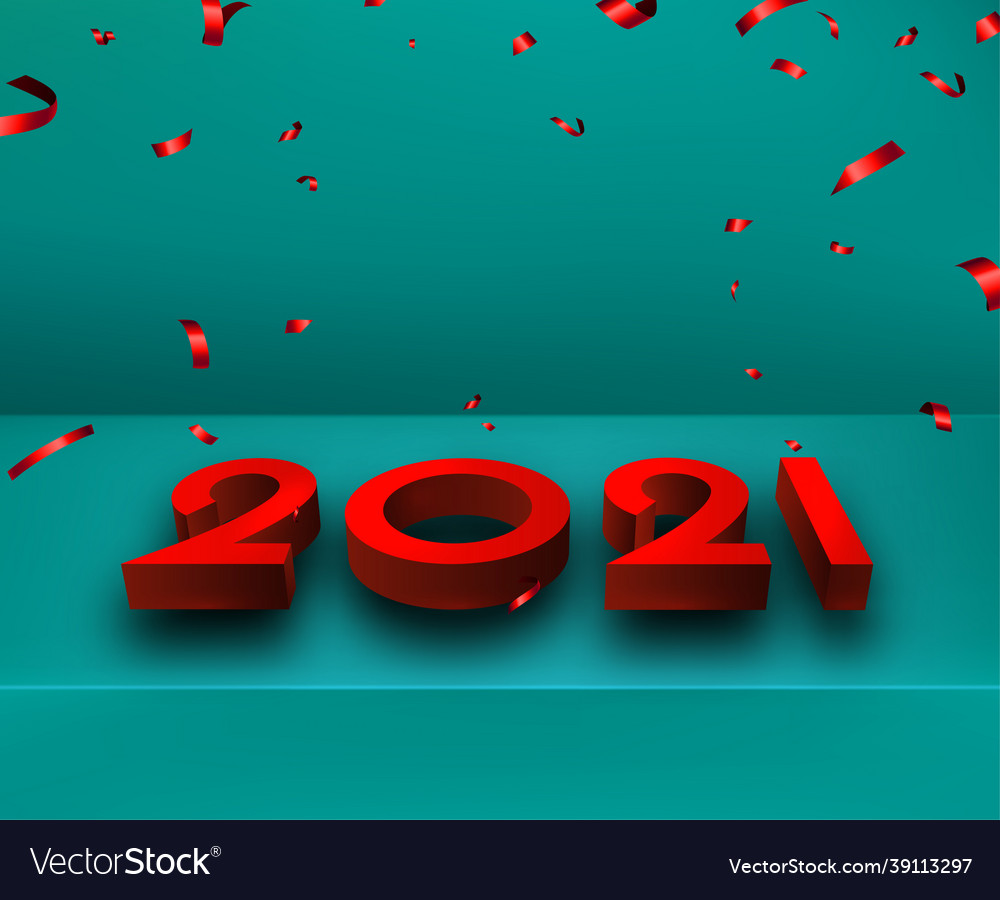 Red 3d 2021 sign lying on surface blue