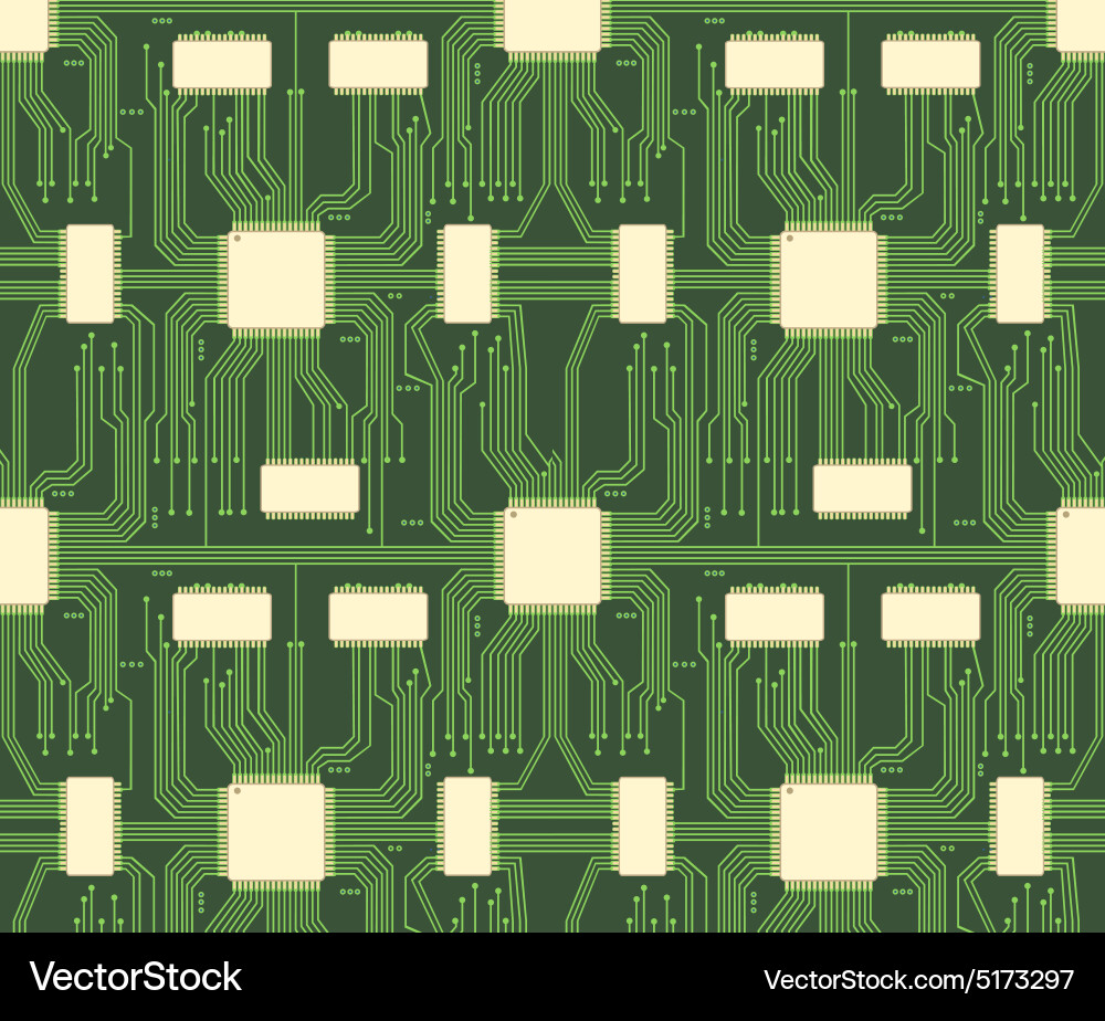 Seamless microchip industrial electronic circuit Vector Image