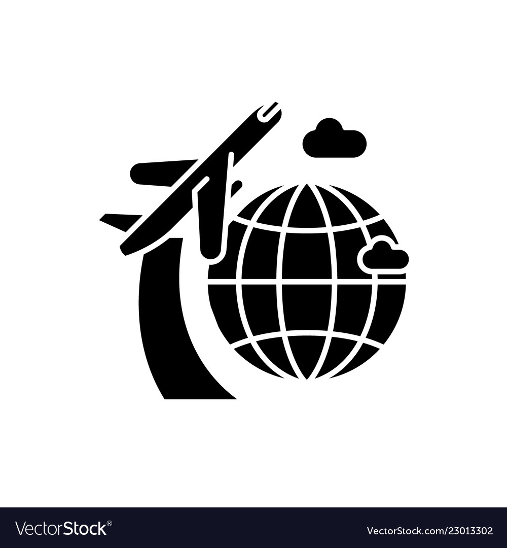 Around the world black icon sign