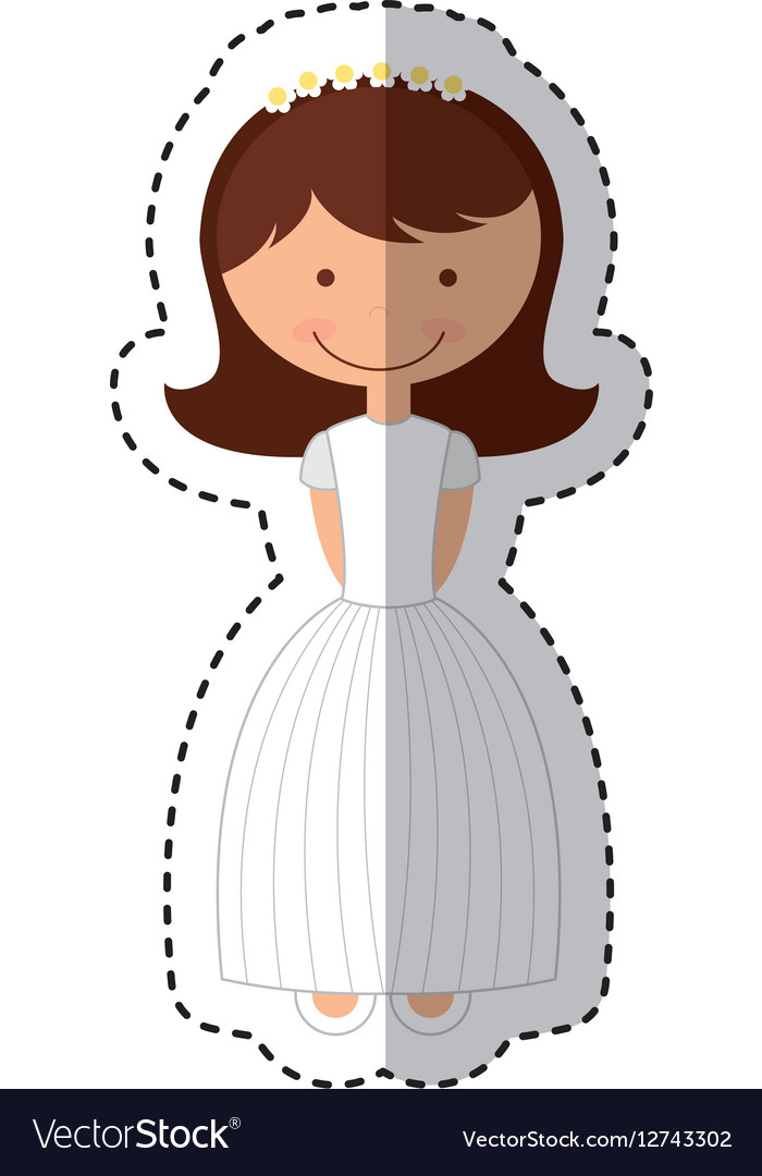 First Communion Girl Character Royalty Free Vector Image