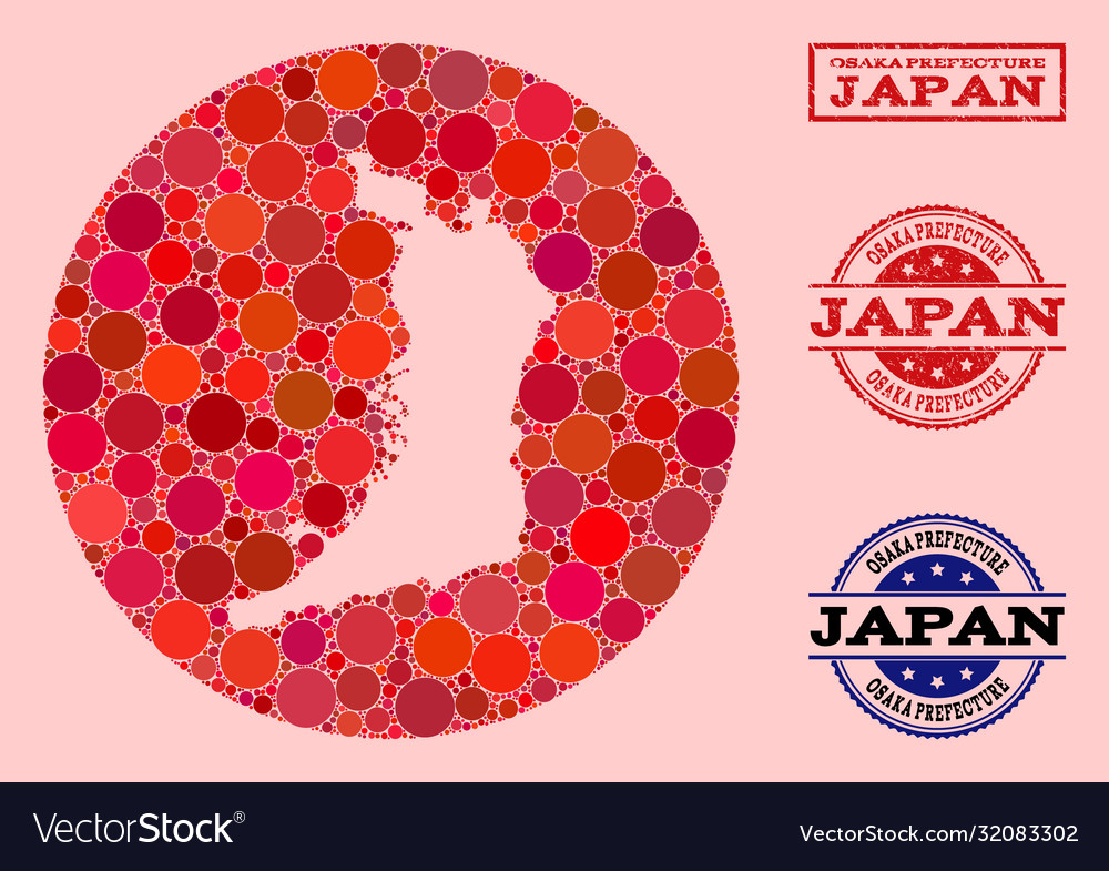 Hole circle map osaka prefecture mosaic Royalty Free Vector