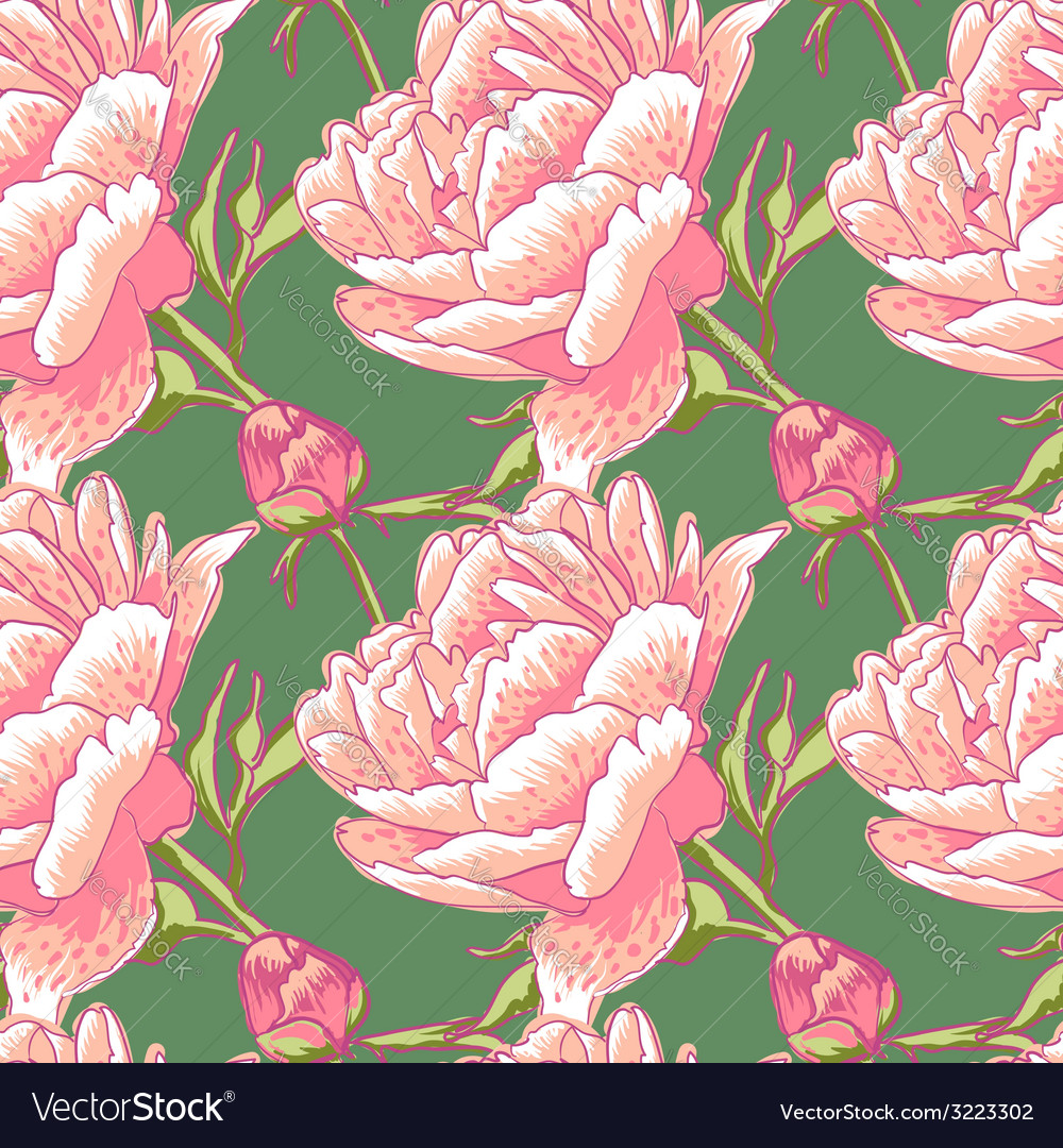 Seamless floral background with peonies