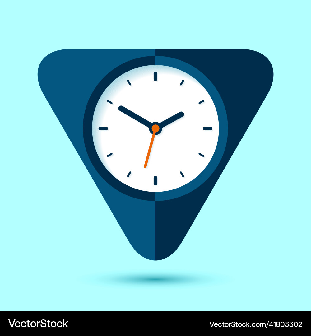 Triangle clock icon in flat style time Royalty Free Vector
