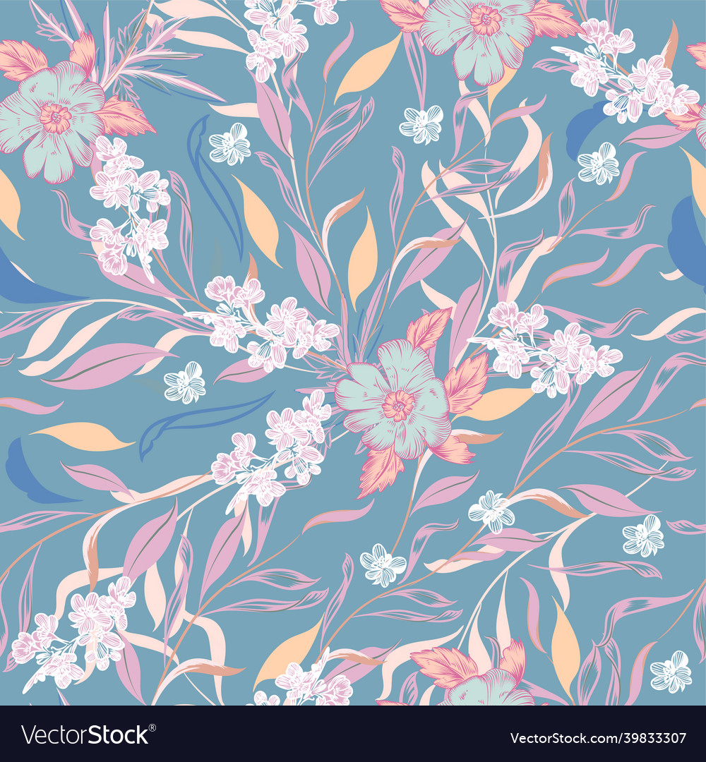 Beautiful floral pattern with leaves for design vector image Beautiful floral pattern with leaves for design