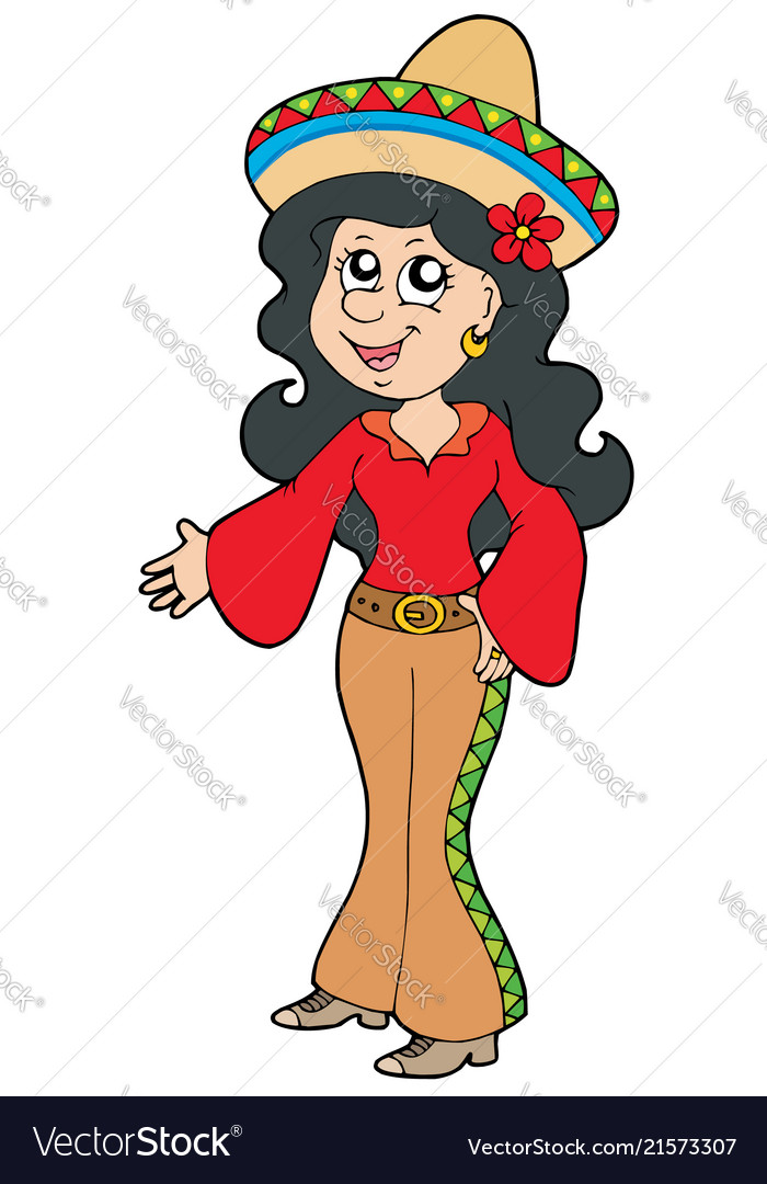 Cute Mexican Girl Royalty Free Vector Image Vectorstock