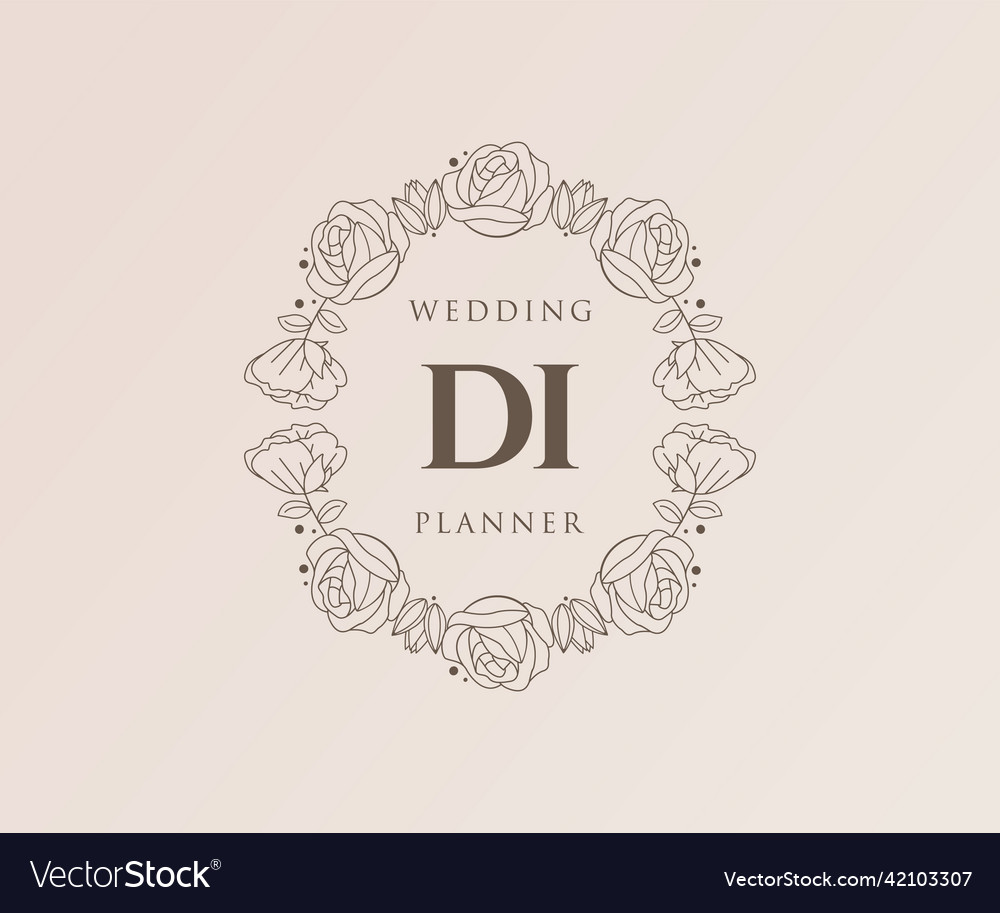 Di initials letter wedding monogram logos