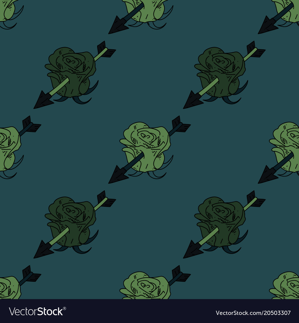 Flower hit by arrow seamless pattern