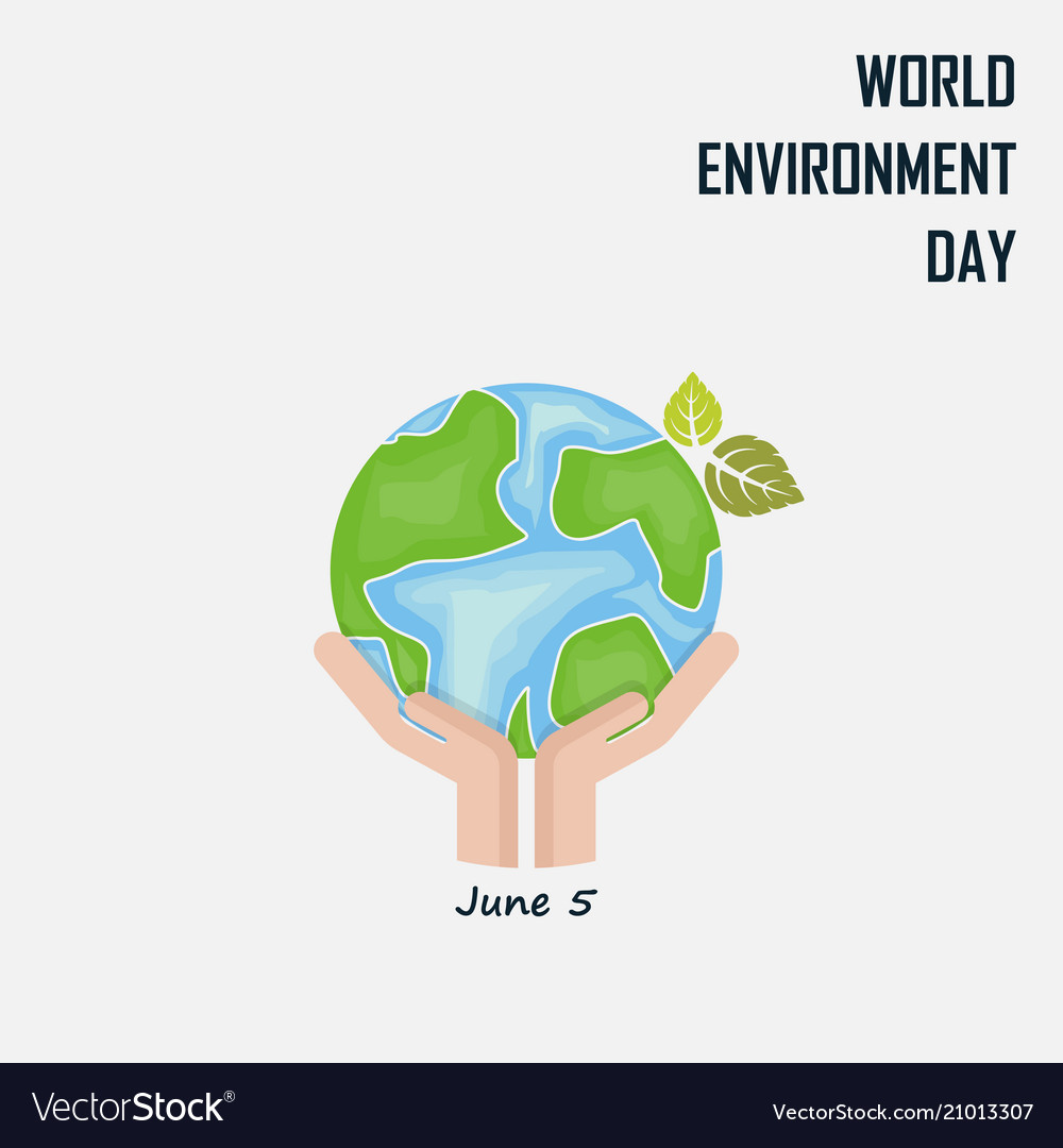 Hand and green leaves signworld environment day Vector Image