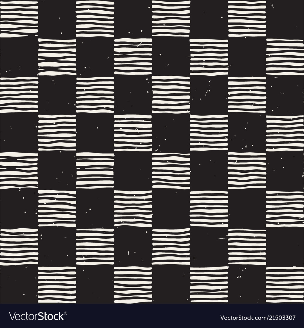 Hand drawn seamless repeating pattern with checker