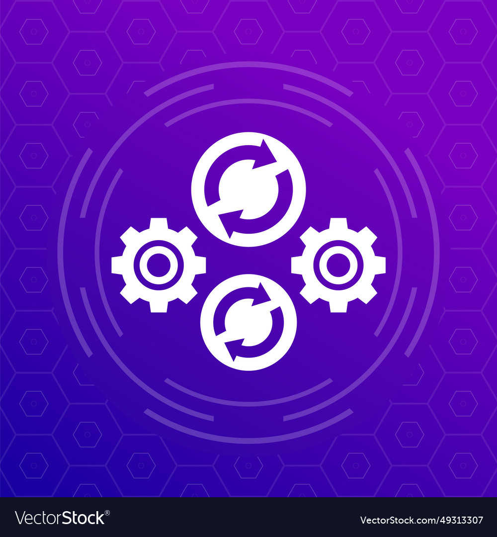 Iteration icon with gears Royalty Free Vector Image