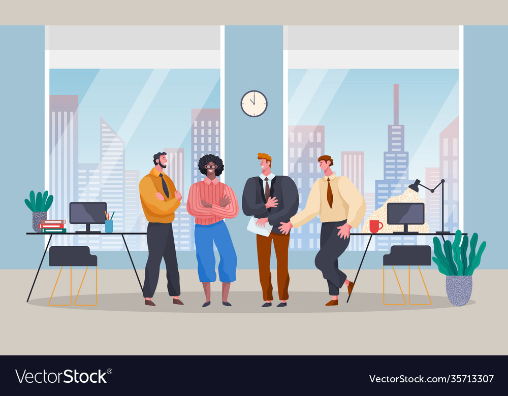 Male cartoon characters in modern office the Vector Image