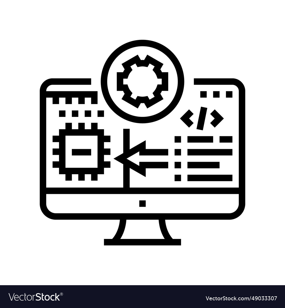 Microcontroller programming electronics line icon Vector Image