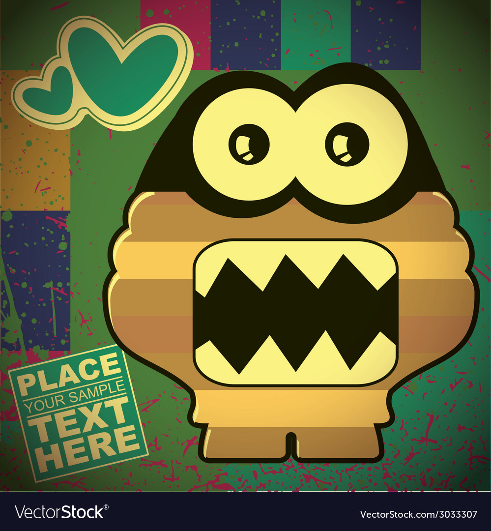Monster on retro background Royalty Free Vector Image