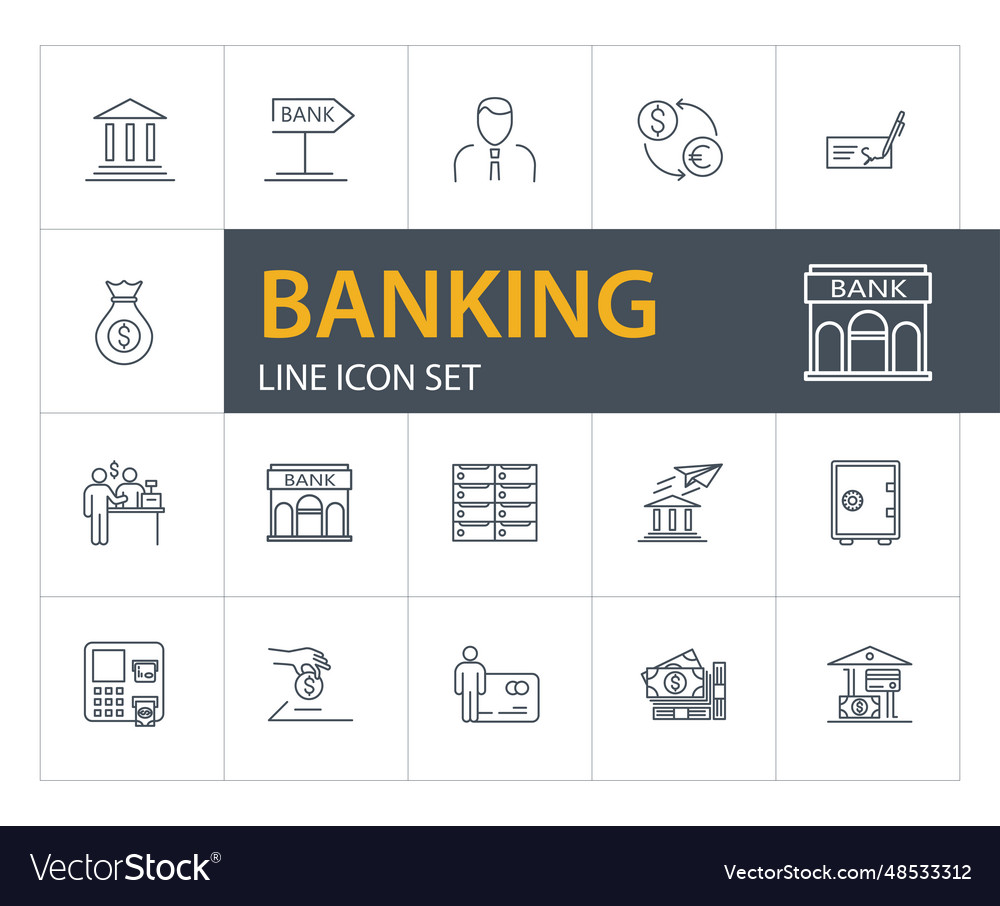 Banking line icon set Royalty Free Vector Image