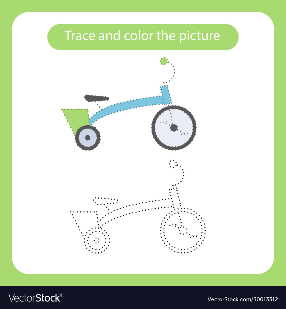 Bicycle with simple shapes trace and color Vector Image