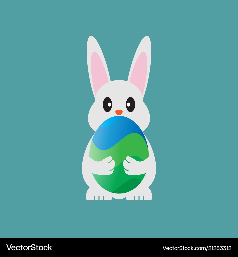 Bunny holding easter egg Royalty Free Vector Image