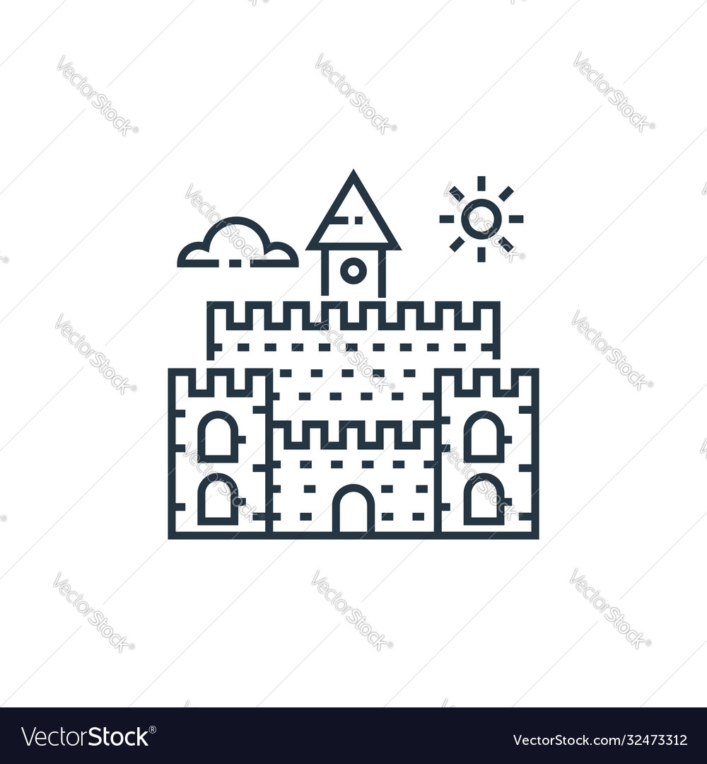 Castle icon isolated on white background outline