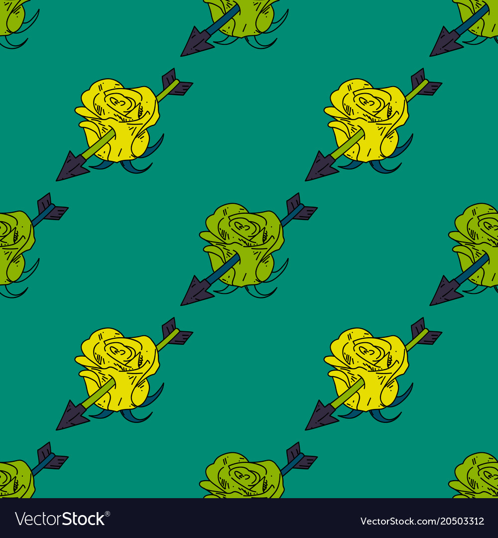 Flower hit by arrow seamless pattern