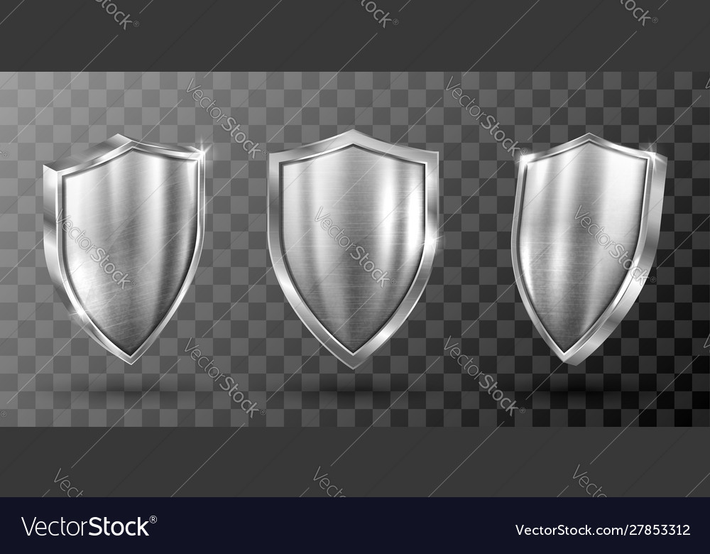 Metal shield with steel frame realistic Royalty Free Vector